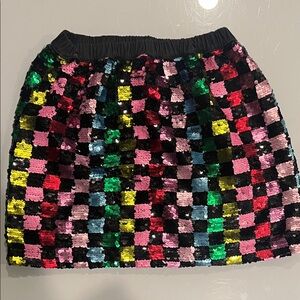 Rockets of Awesome Multicolor Sequin Checkered Skirt